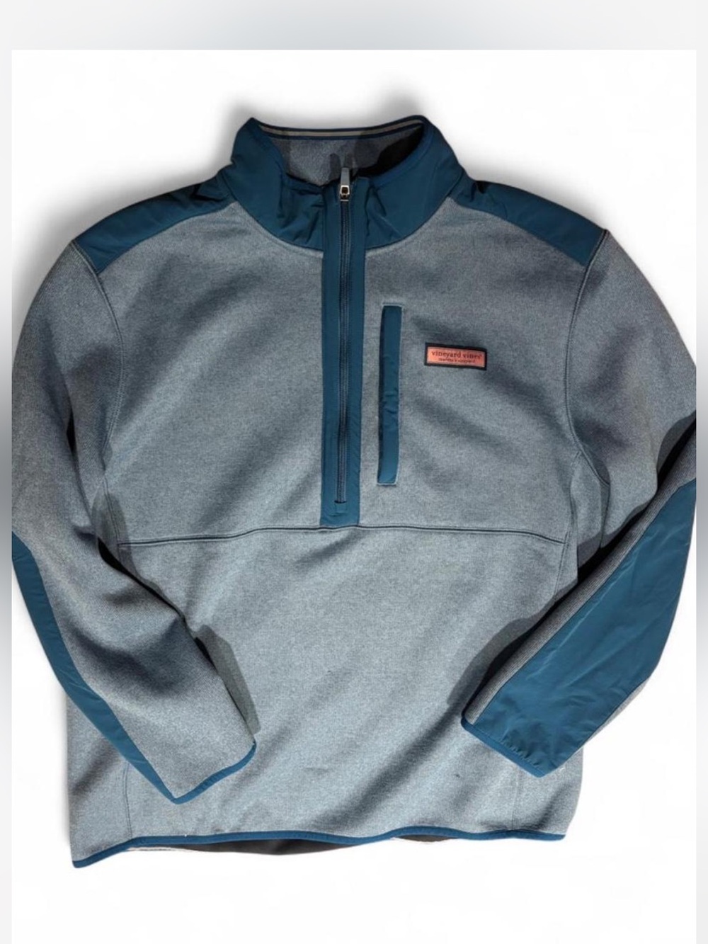 Vineyard Vines Men's Blue & Teal Quarter-Zip Performance Pullover